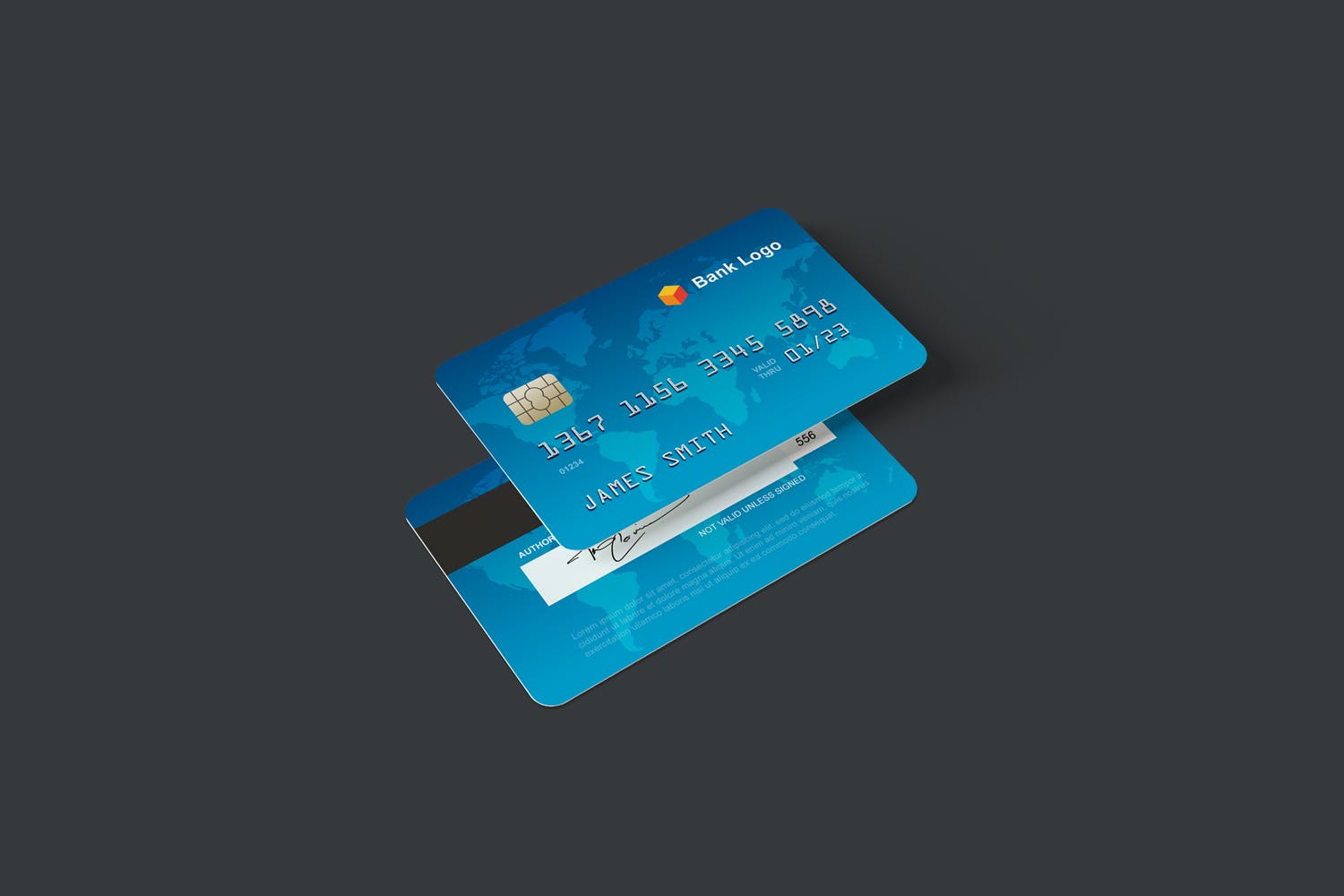 银行卡/信用卡正面设计效果图样机 Credit Card Mockups插图(4)