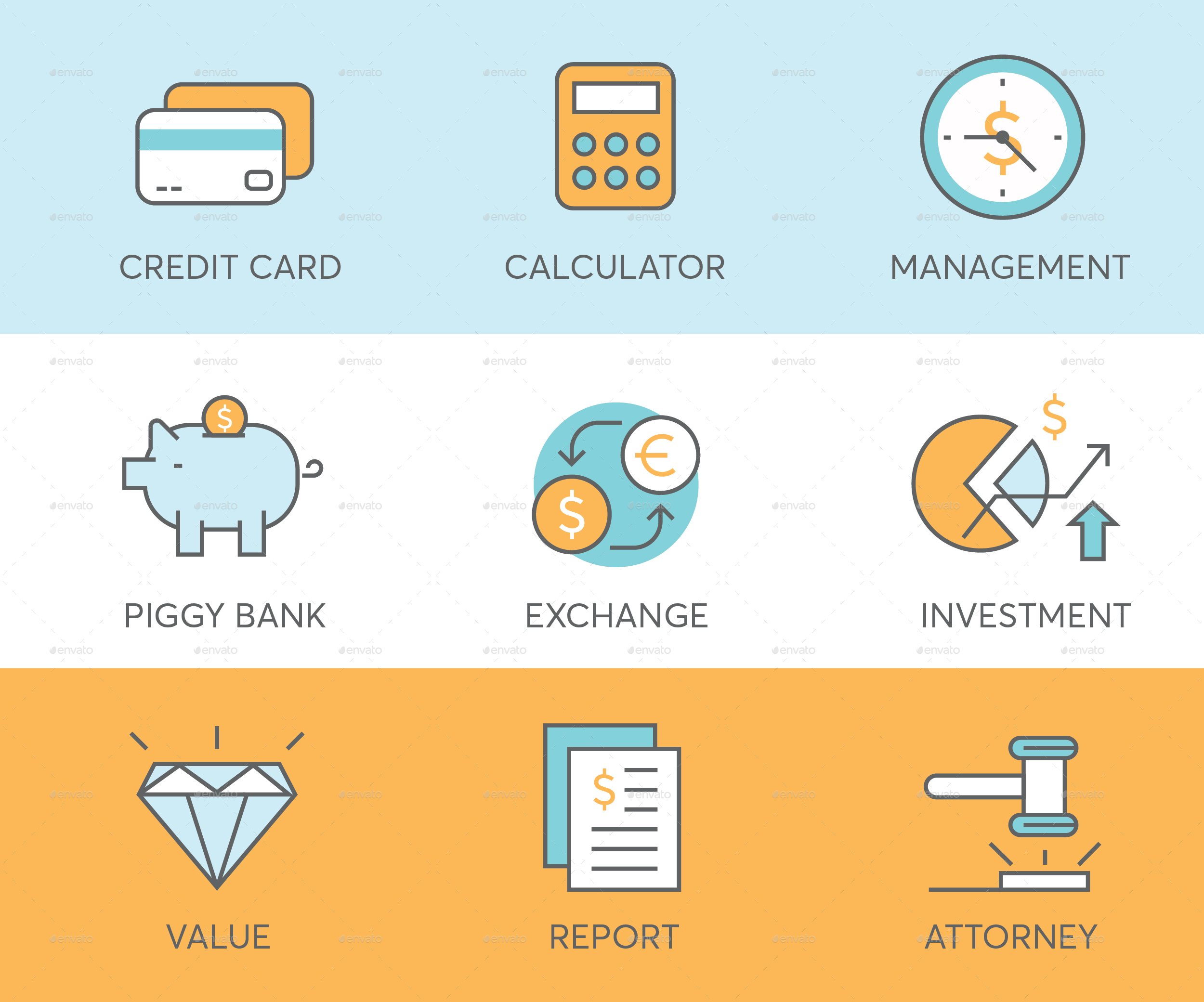 金融、支付和互联网主题图标集 Finance Icons插图(1)