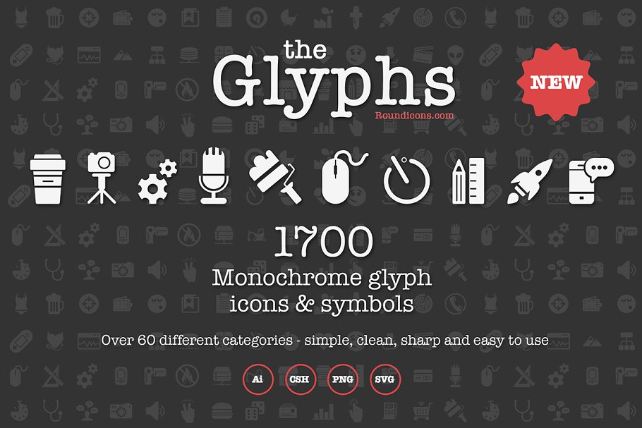1700枚简约通用图标 The Glyphs 1700 icons & symbols插图