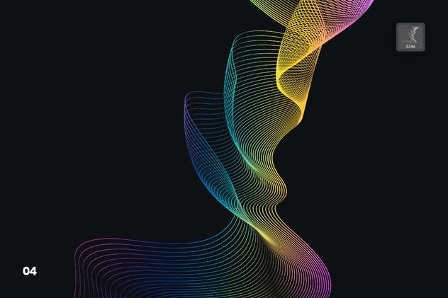 数字线性波浪线条图案PS笔刷 Digital Linear Waves Photoshop Brushes插图(4)
