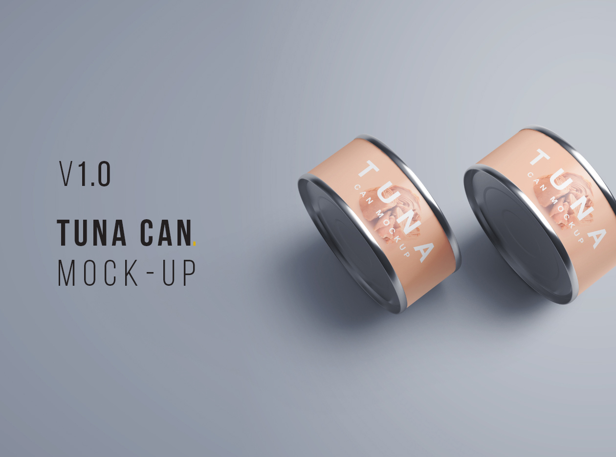 金枪鱼罐头食品包装设计效果图PSD样机 Tuna Can Mockup插图
