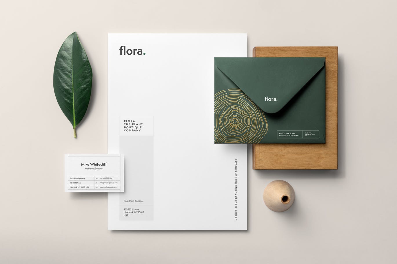 高端企业品牌VI设计效果预览办公用品套装样机v1 Flora Branding Mockup Vol. 1插图(8)