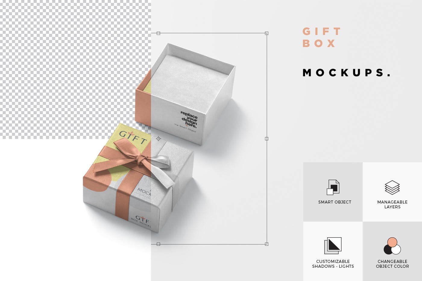 高档礼品包装盒外观设计样机模板 Gift Box Mockups插图(3)