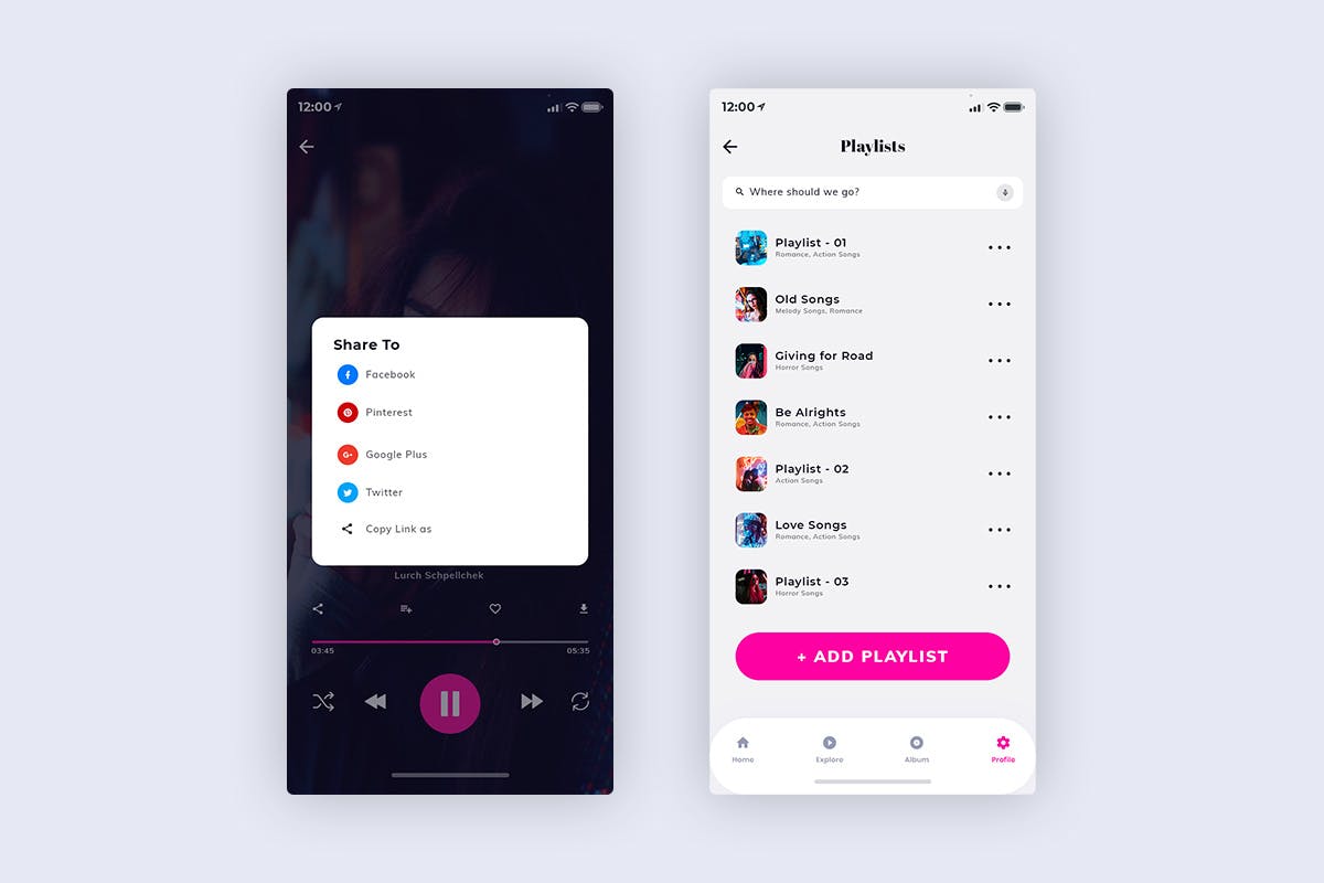 在线音乐播放APP应用UI设计套件[白天版本] Xonique-Music Mobile App UI Kit Light Version插图(2)