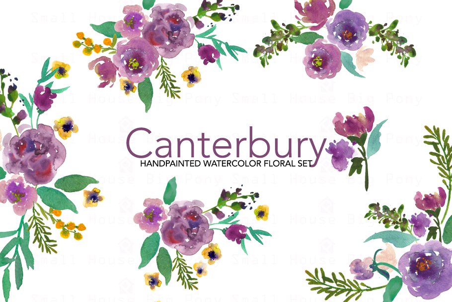 坎特伯雷-水彩剪辑艺术集 Canterbury- Watercolor Clip Art Set插图(2)