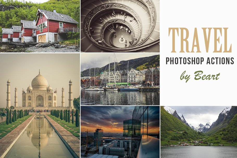 旅游风景照片后期效果处理PS动作 Travel & Landscape Photoshop Actions插图