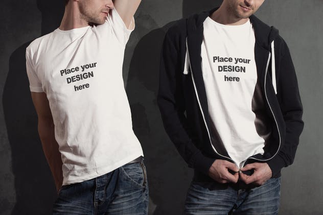 圆领T恤欧美型男模特上身效果样机模板 Crew Neck T-shirt Mock-up Male Version插图(6)