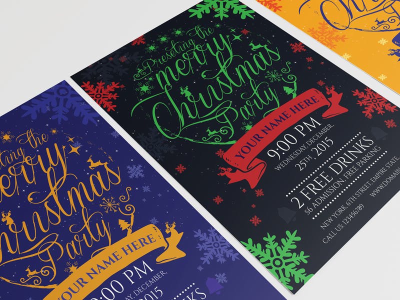 圣诞节活动邀请海报传单设计模板v03 Christmas Party – Flyer Template 03插图(2)