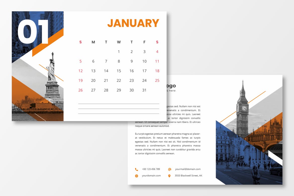 2020年企业定制设计活页年历日历设计模板 Business Calendar 2020插图(3)