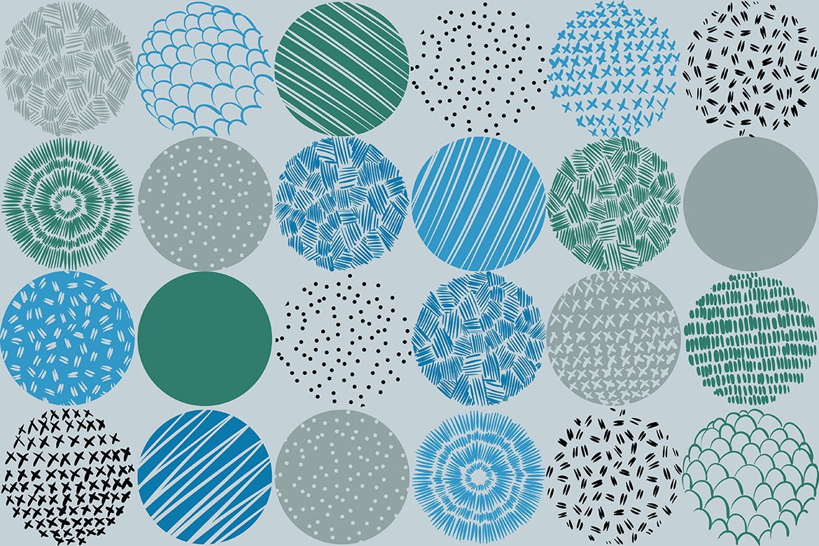 孟菲斯风格圆形装饰元素无缝图案纹理素材 Round Decor Memphis Elements Seamless Patterns插图(2)