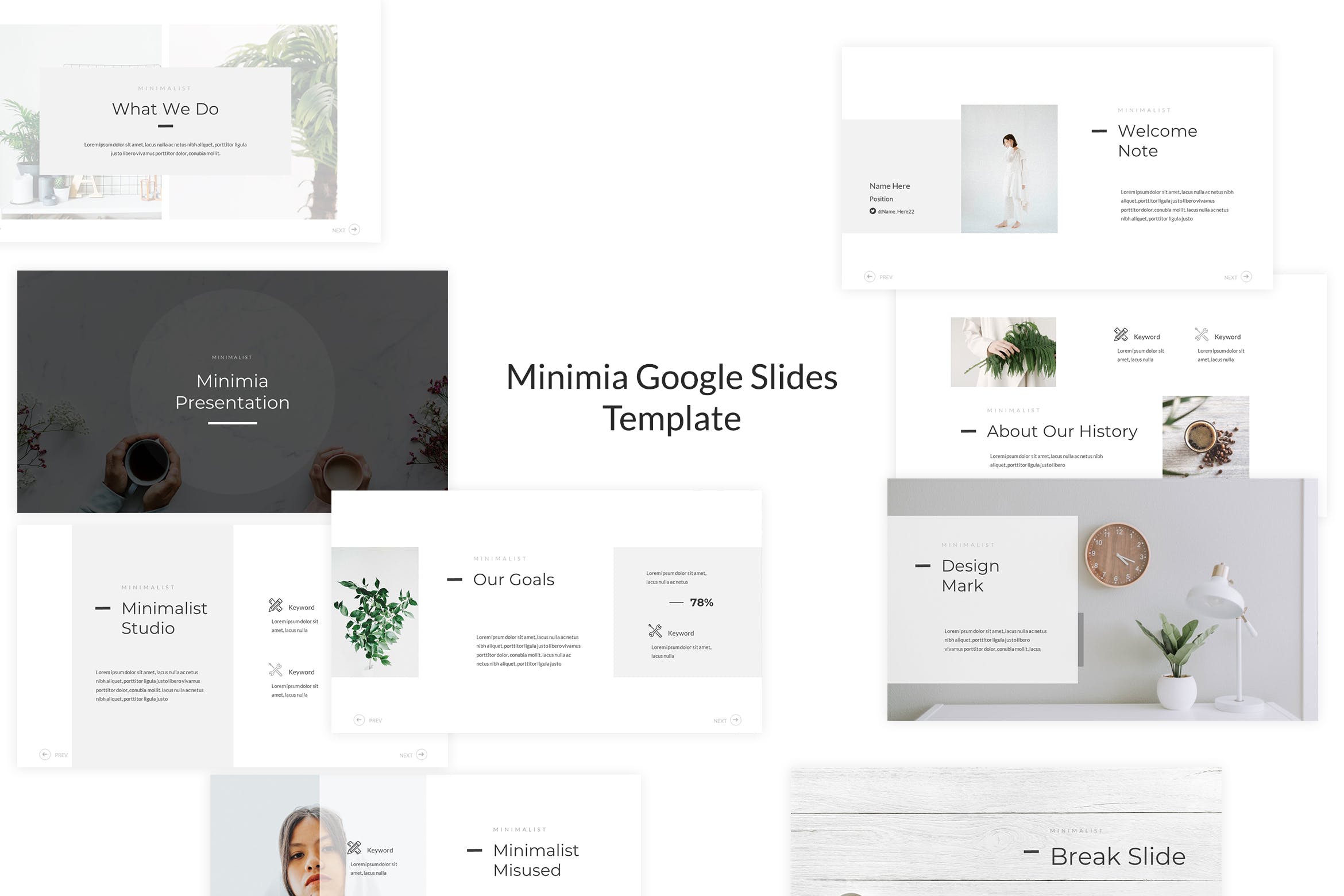 北欧简洁淡雅设计风格谷歌幻灯片设计模板 Minimia – Google Slides Template插图