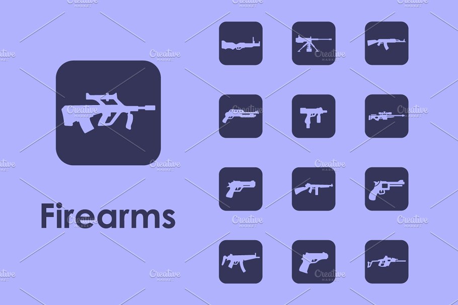 各类枪支简约图标素材 firearms simple icons插图