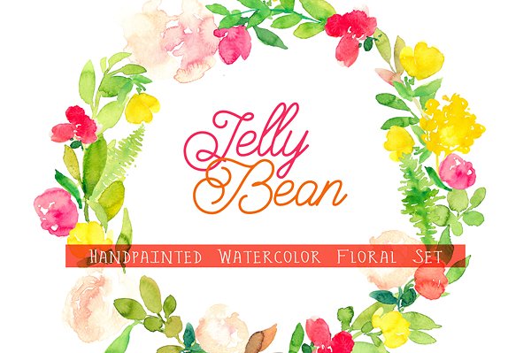 手绘水彩花卉剪贴画合集 Jelly Bean – Watercolor Floral插图(4)