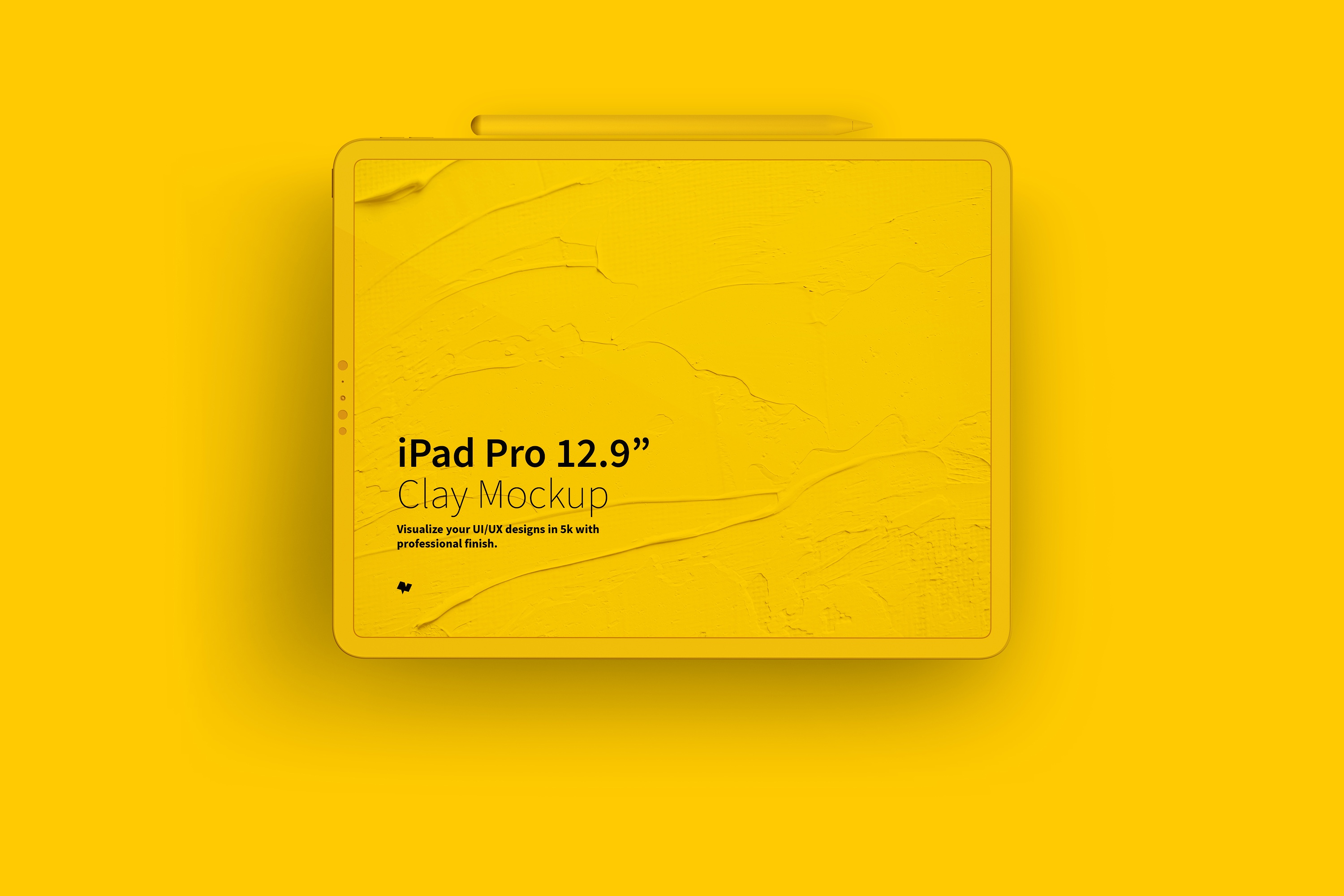 iPad Pro平板电脑界面设计预览前视图黏土样机 Clay iPad Pro 12.9” Mockup, Landscape Front View插图(2)