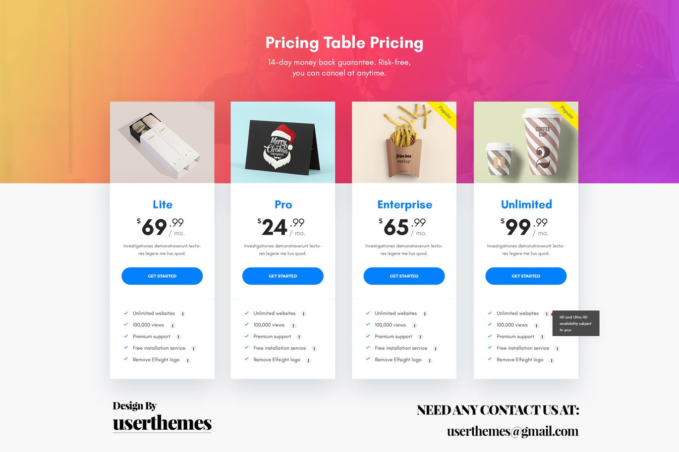 网站线上业务套餐价格表单设计PSD模板 Business Pricing Table UX Template PSD插图