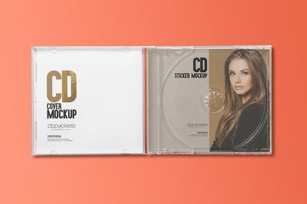 音乐CD光盘&包装盒样机 CD Label & Case Mockups插图(6)