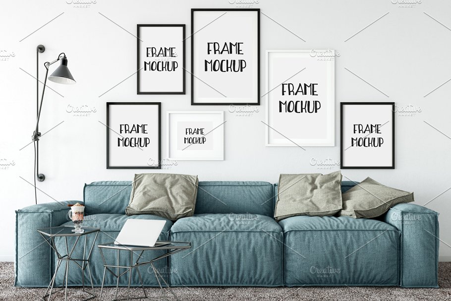 居家客厅相框画框样机模板 Scandi Interior Frame Mockup – 11插图(1)