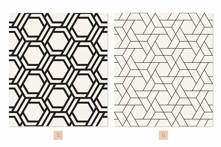 六角形图案无缝纹理 Hexagonal Seamless Patterns Set 2插图(4)