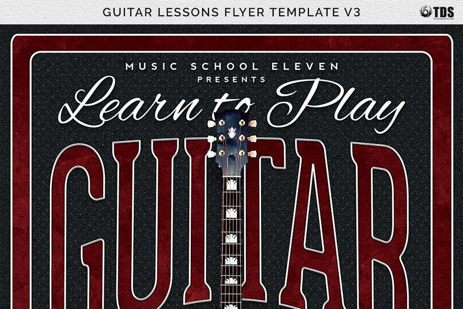吉他教学培训机构宣传海报PSD模板V.3 Guitar Lessons Flyer PSD V3插图(6)