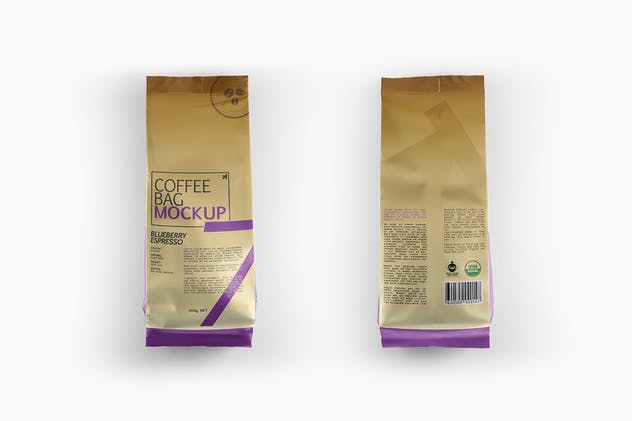 咖啡豆袋装外观设计样机 Coffee Bag Packaging Mockup插图(4)