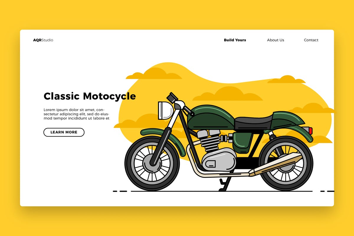 复古摩托车品牌概念插画网站Banner&着陆页模板 Classic Motocycle – Banner & Landing Page插图