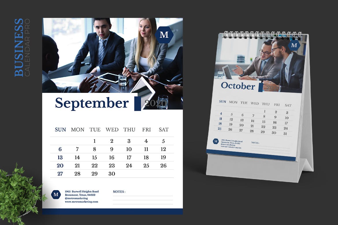 市场营销主题2020年活页台历设计模板 2020 Marketing Business Calendar Pro插图(5)
