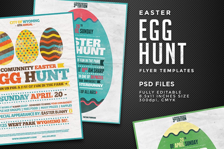 万圣节寻找彩蛋活动传单模板 Egg Hunt Flyer Templates插图