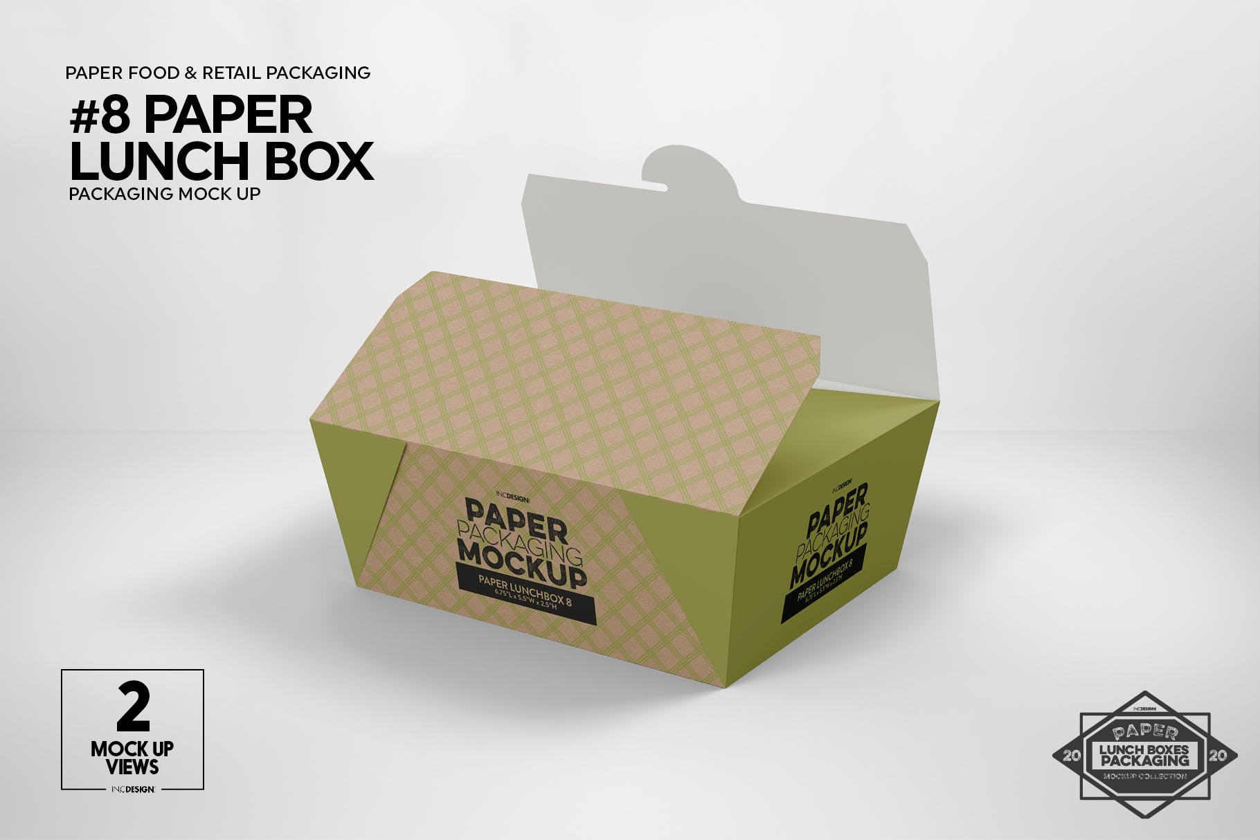 午餐外卖外带包装纸盒设计图样机 Paper Lunch Boxes Packaging Mockups插图(8)