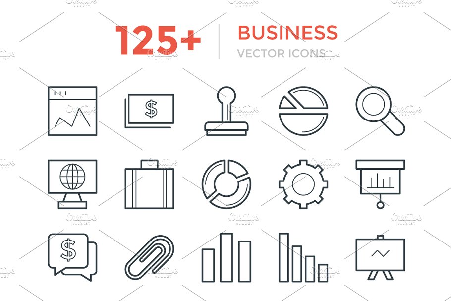 125+商业企业矢量图标 125+ Business Vector Icons插图