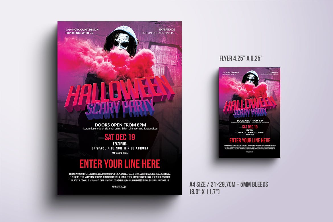 万圣节DJ音乐派对活动传单海报设计模板 Halloween Party Poster & Flyer插图(1)