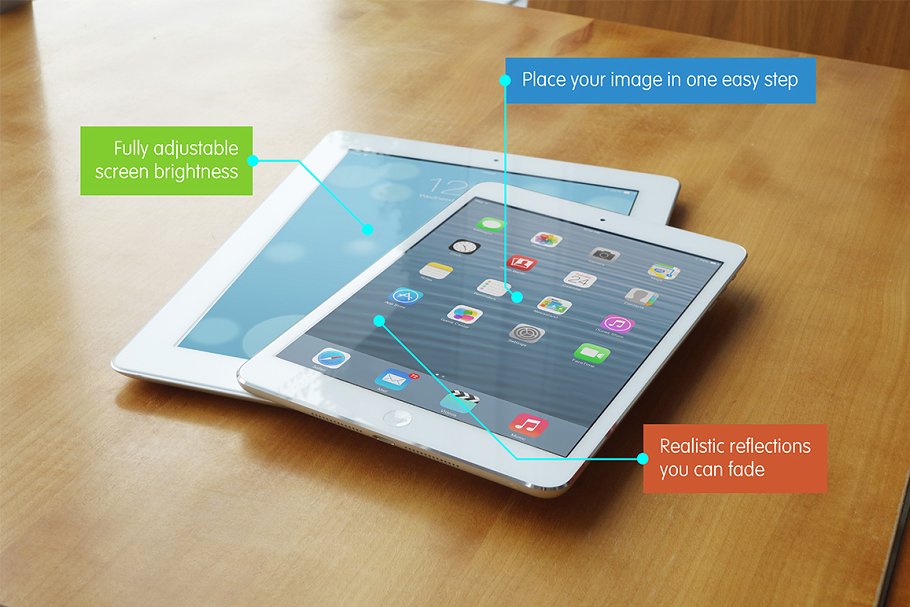 逼真 iPad 平板电脑样机 Realistic iPad & iPad Mini Mockups插图(1)
