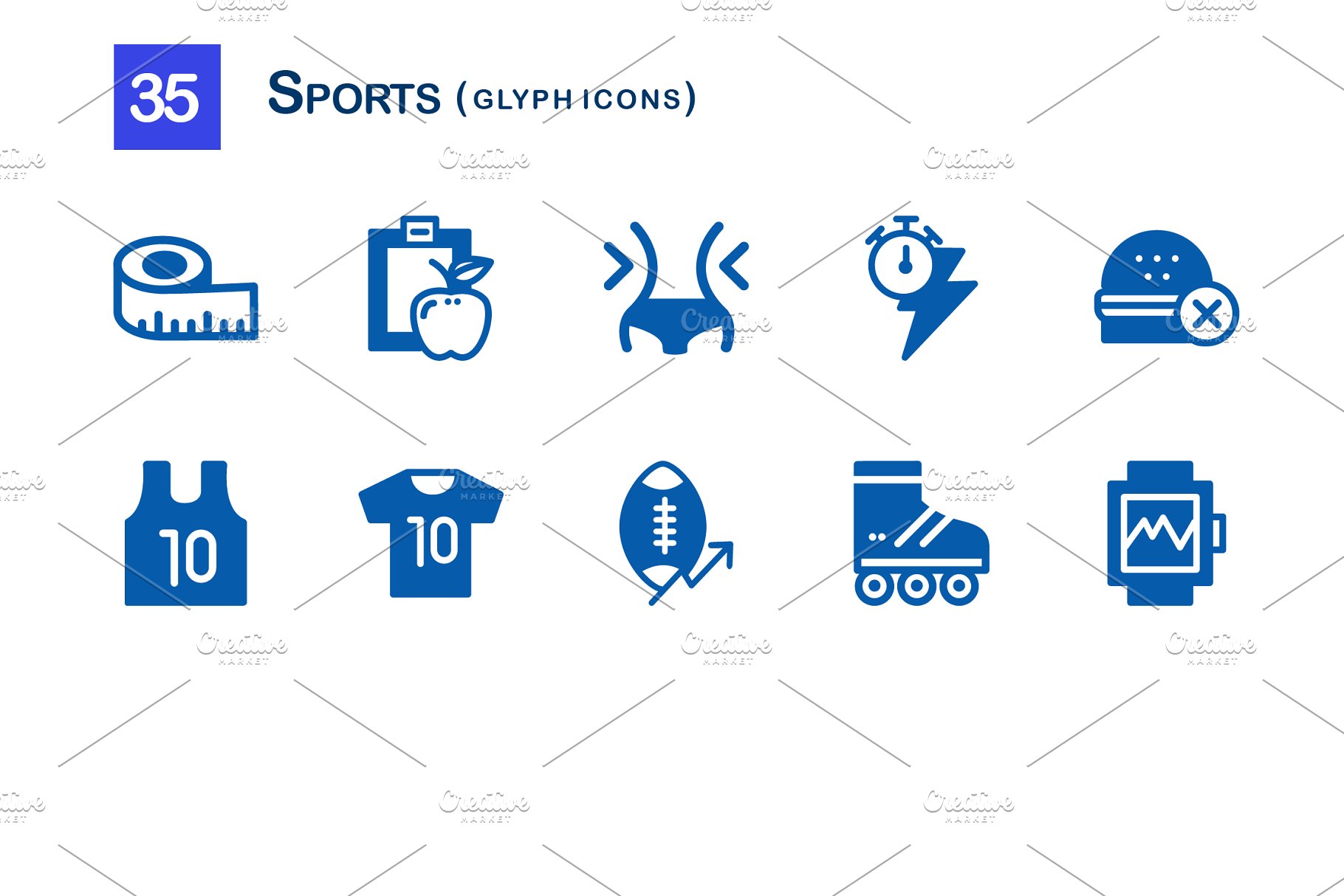 35枚体育运动标志字体图标 35 Sports Glyph Icons插图(2)