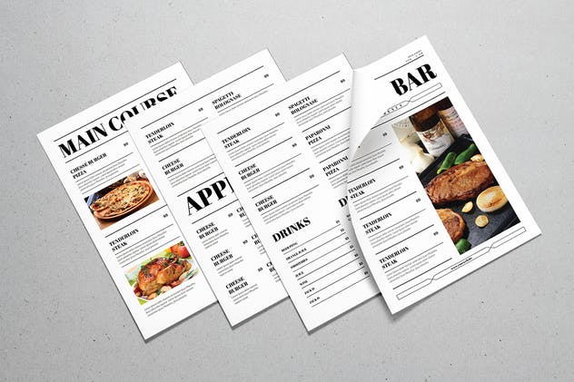 新闻报纸版式设计菜单设计模板 Newspaper Style Food Menus插图(1)