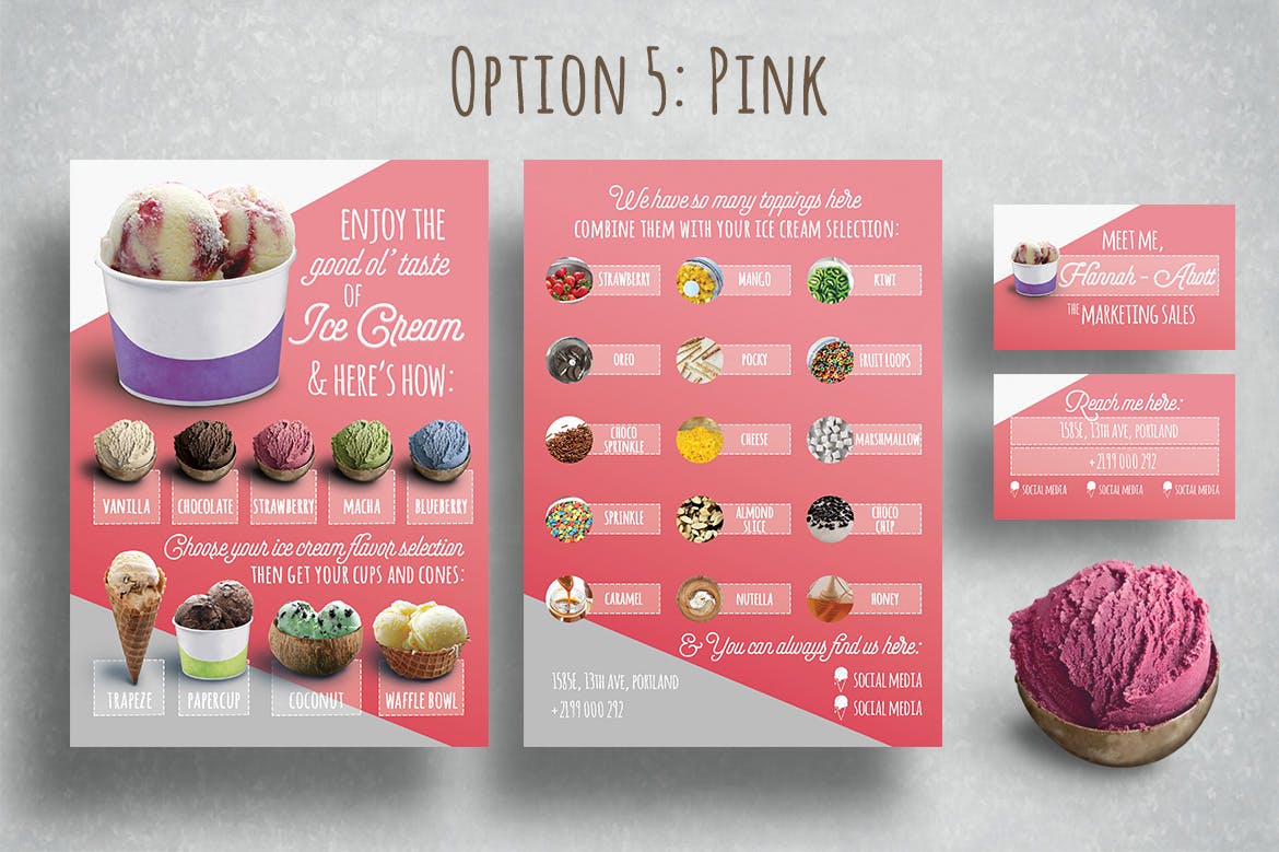 雪糕店宣传pop海报&名片设计模板素材 Modern Ice Cream Parlor Flyer插图(6)