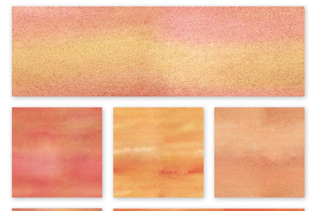 橙色手工水彩无缝背景纹理 Watercolor Seamless Textures – Orange Pack插图(4)