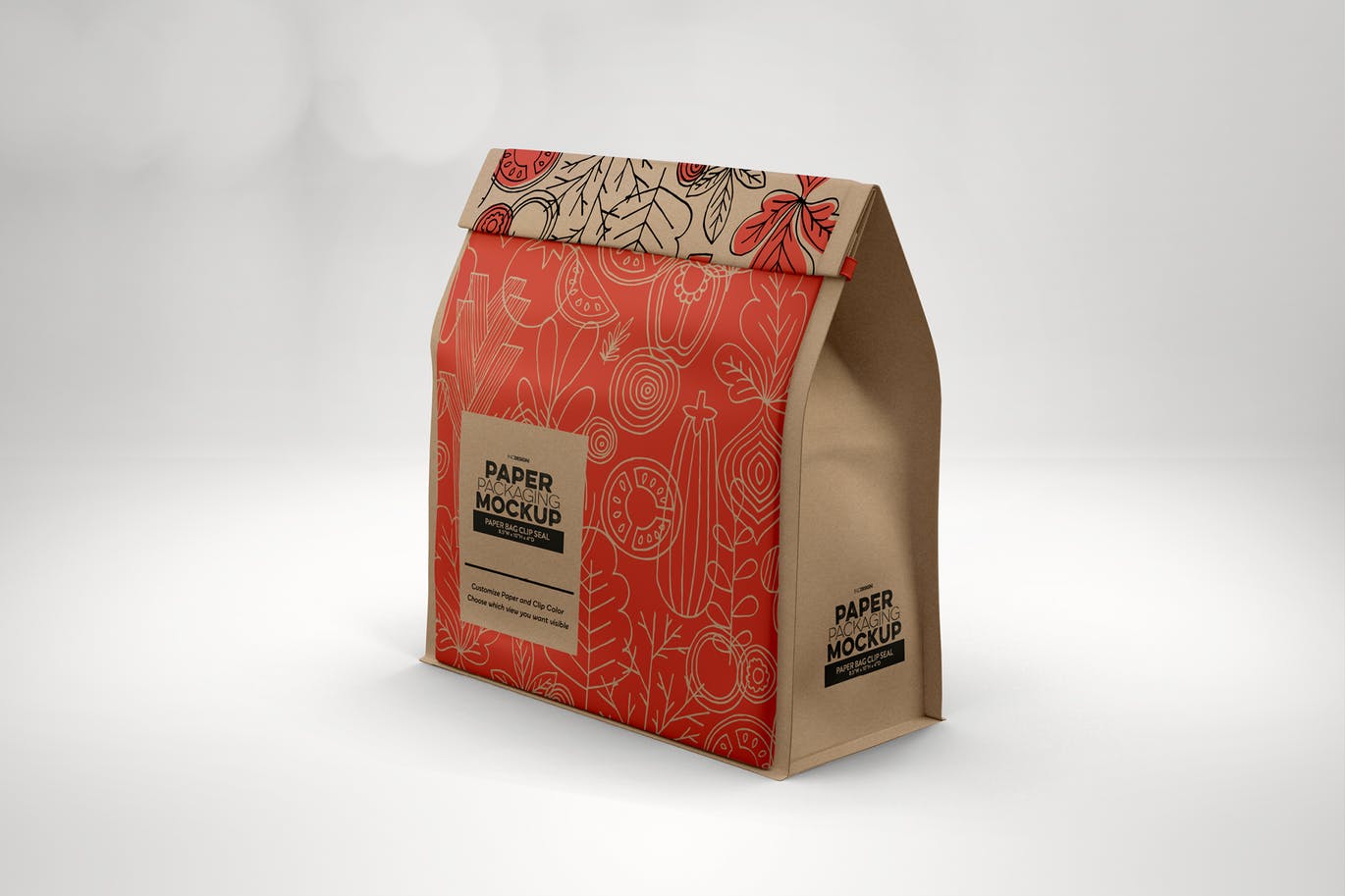 面包外带食品包装纸袋外观设计样机 Paper Bags with Clip Seal Packaging Mockup插图(2)