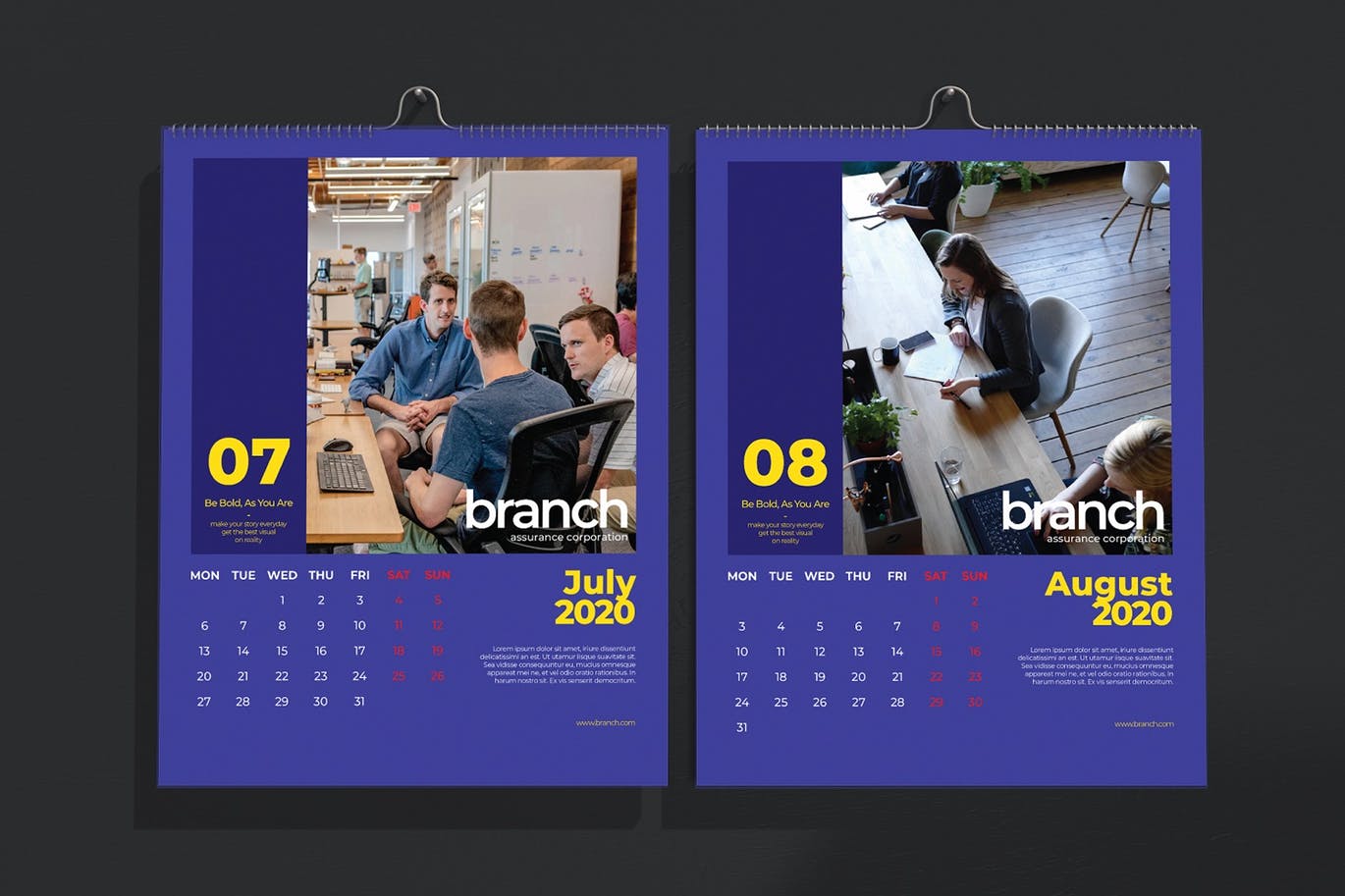 创意企业定制设计2020年挂历模板 Branch Assurance Wall Calendar 2020插图(4)