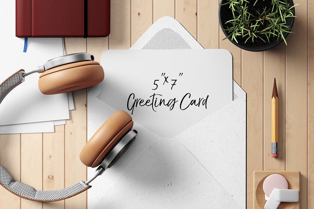 7×5圆角邀请函/贺卡样机套装1 7×5 Rounded Corners Greeting Card Mockup Set 1插图(2)