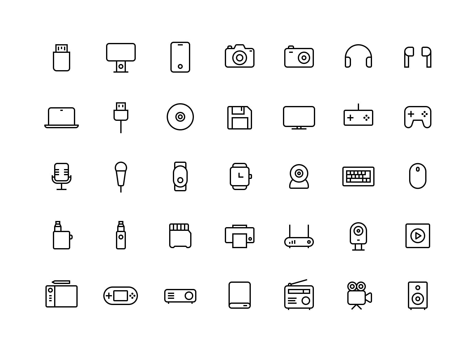 35枚办公设备矢量线性图标素材 Devices – Icons Pack插图(1)