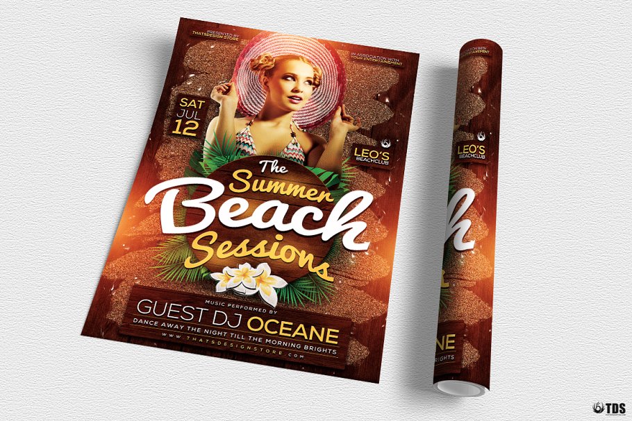 夏日海滩DJ音乐活动传单PSD模板v3 Summer Beach Flyer PSD V3插图(2)