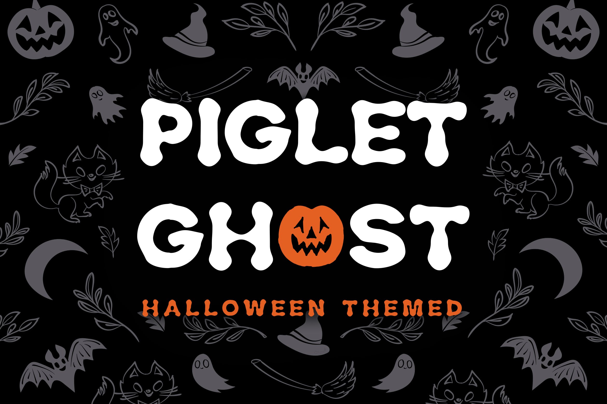 万圣节节日氛围惊悚创意设计无衬线英文字体 Piglet Ghost – Halloween Display Typeface插图