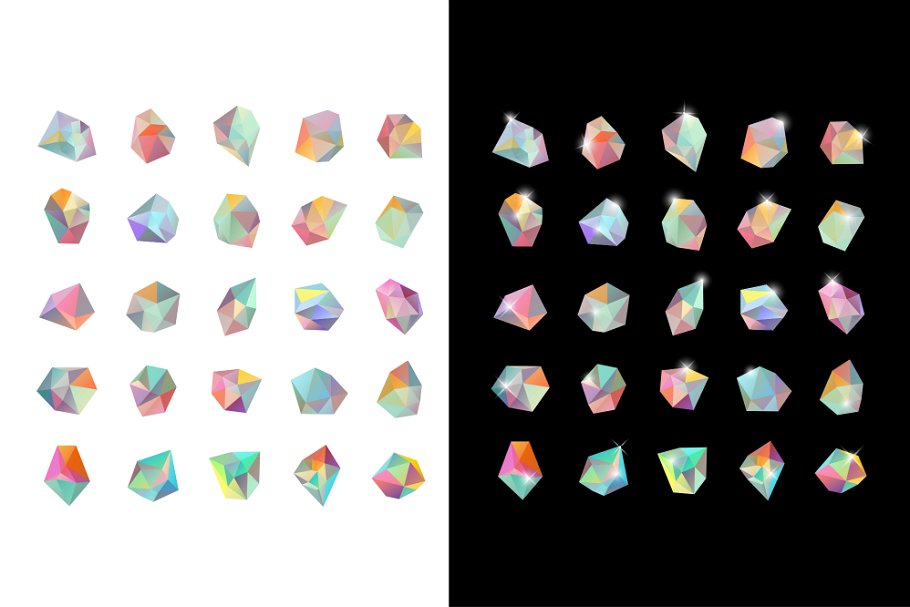 时尚潮人几何晶体图标 Crystals II插图(1)