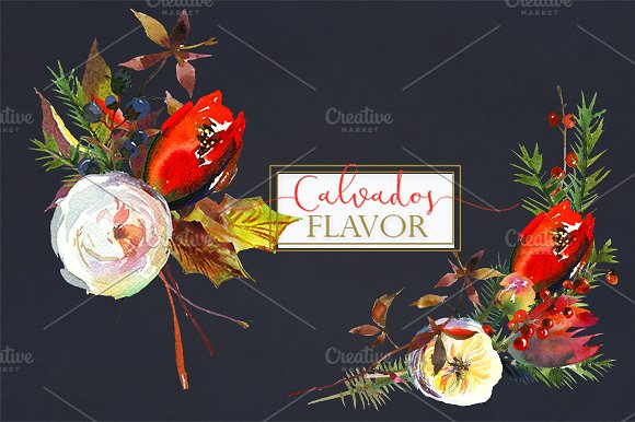 冬季红色水彩花卉剪贴画合集 Red Winter Flowers Clipart Set插图(18)