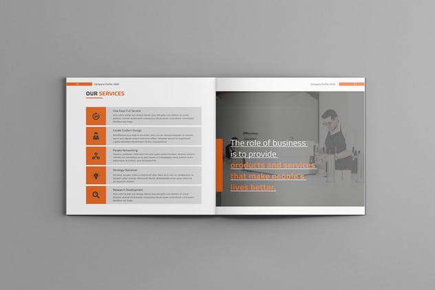 简约风格方形企业介绍手册设计模板 Square Company Profile插图(6)