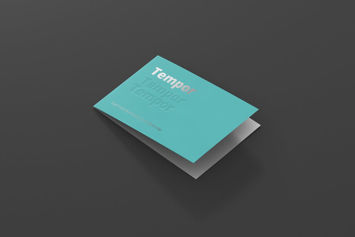 折叠型企业名片卡片样机 Folded Business Card Mockup插图