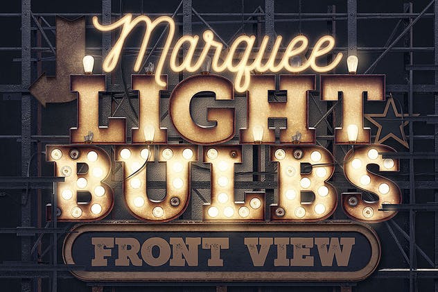 大帐篷灯泡装饰金属字体场景模板2 Marquee Light Bulbs Front 2 – Font Without Bulbs插图(7)