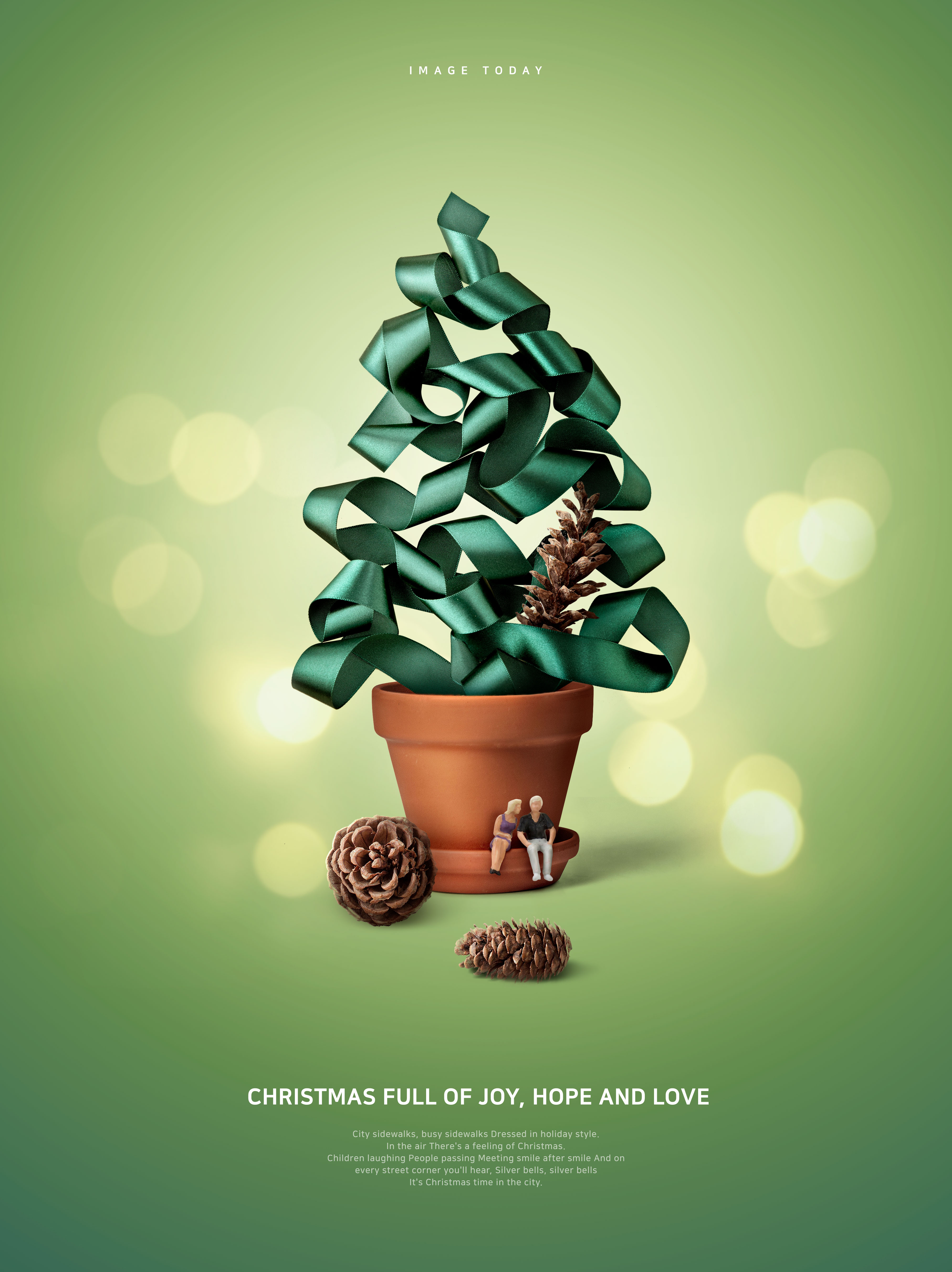 绿色圣诞盆栽圣诞节海报设计模板[PSD]插图