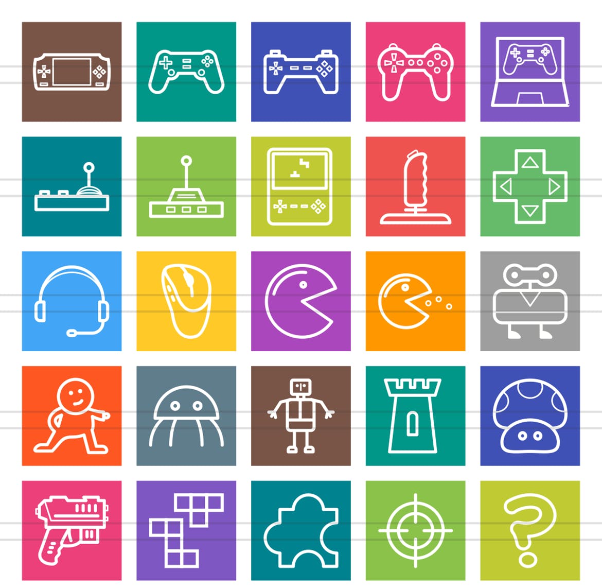 50枚游戏和娱乐主题多彩线条线图标素材 50 Games & Entertainment Line Multicolor Icons插图(1)