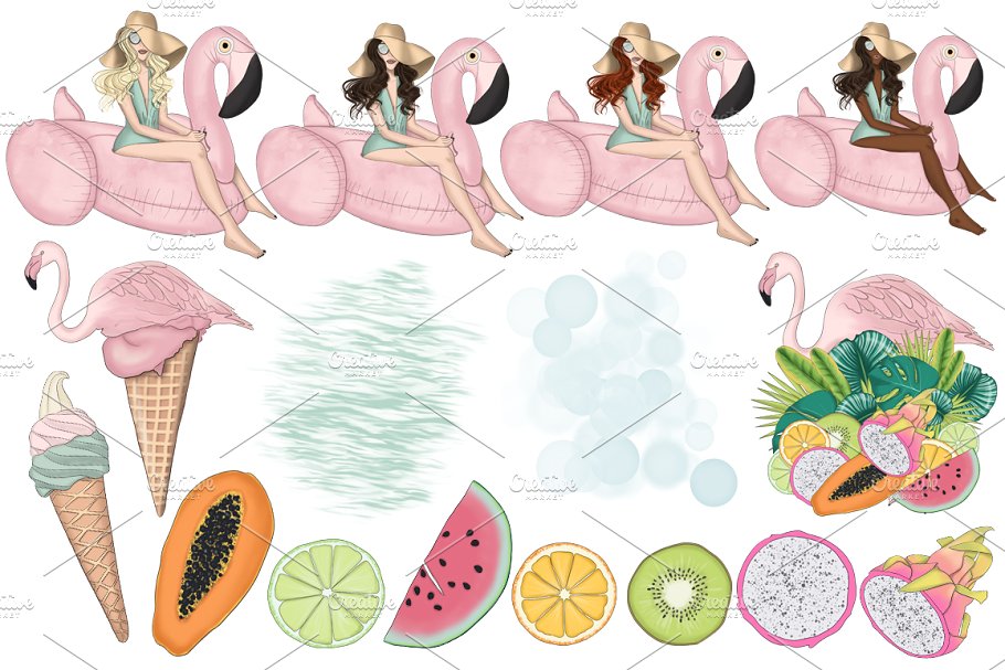 暑假快乐手绘设计素材套装 Happy Vacation Summer Design Kit插图(2)