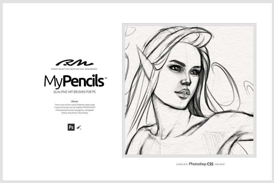 素描炭笔类手绘笔画铅笔笔刷 RM My Pencils插图(3)